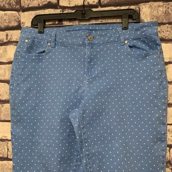 Talbots Blue & White Polka Dot Pants Size 14P - Picture 2 of 9